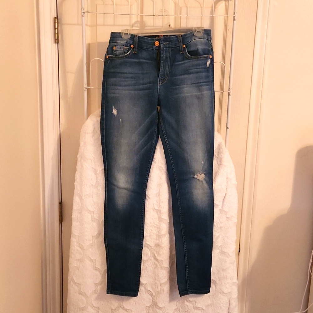 For All Mankind 7 Skinny Jeans Size 28 Distressed